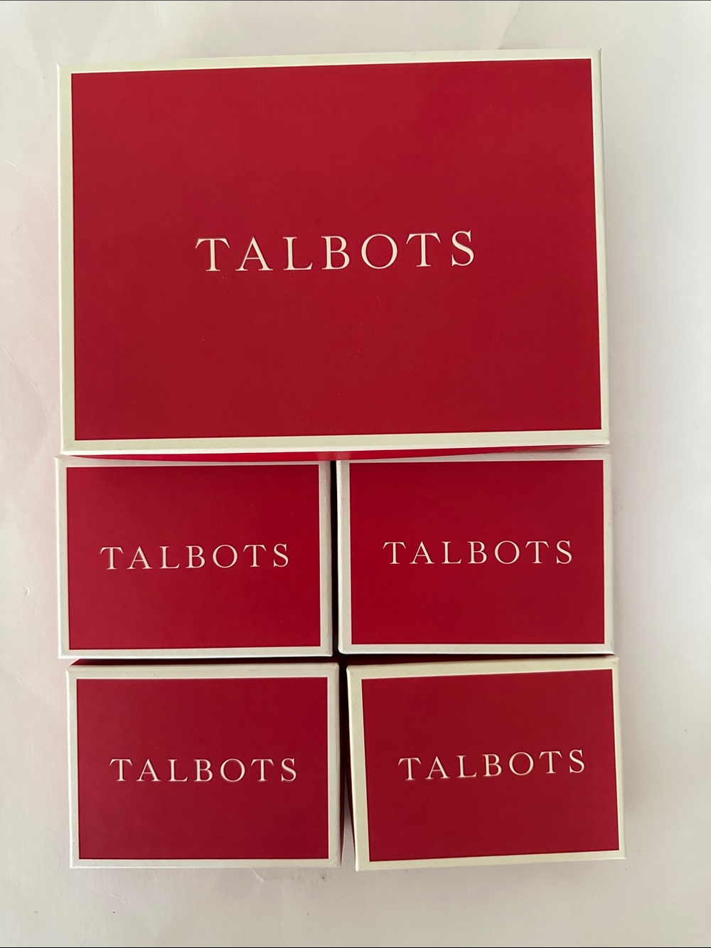 Talbots Red and White Branded Gift Boxes Set of 5 (4) Small & (1) Medium
